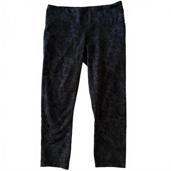 Lululemon Wunder Under Crop 18" Paisley Inkwell / Black - Size 6 - EUC - Picture 3 of 8